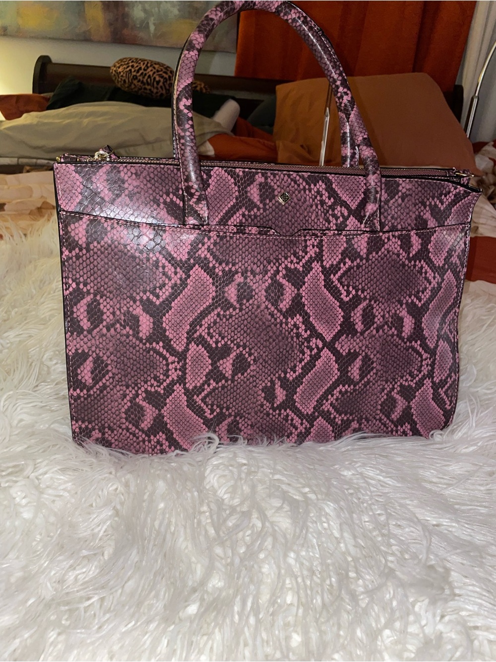 ANTONIO MELANI Pink Snake-Print Tote